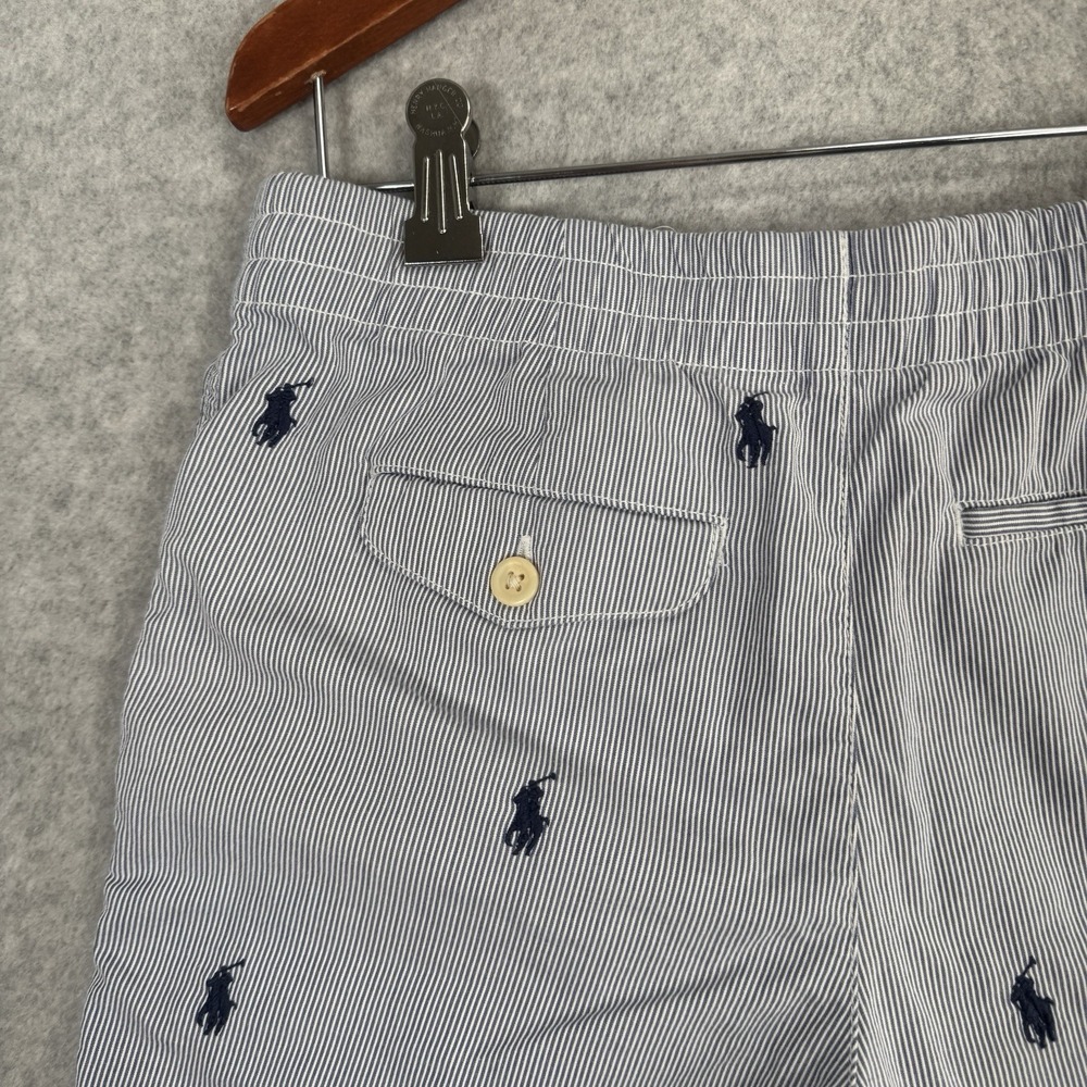 Polo Ralph Lauren Boys Seersucker Shorts Sz 14 Blue Stripe Embroidered Pony - Picture 15 of 15